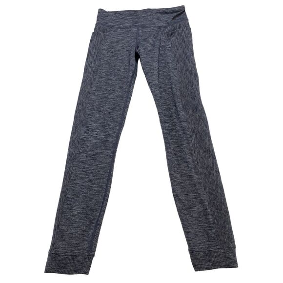 Athleta Girl School Day Ribbed Tight Leggings XL Gray Stretch Logo Elastic Waist - Picture 1 of 15